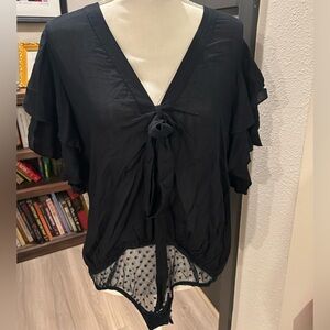 Free People Ruffle Sleeve Bodysuit